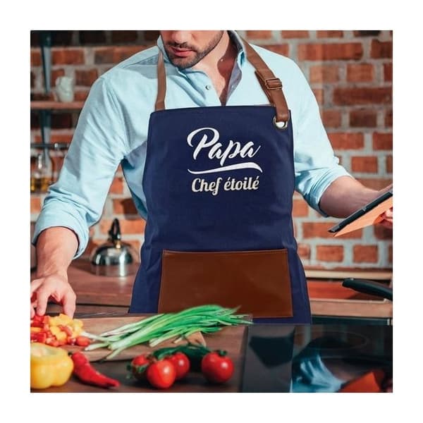 Papa Chef broderat köksförkläde med grill i framfickan