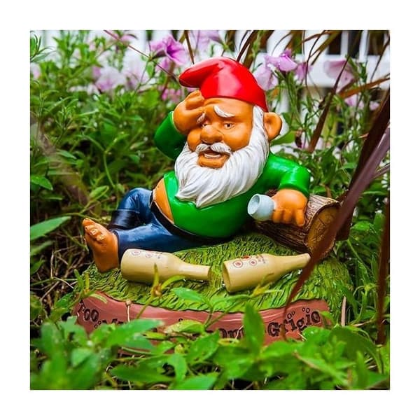 Trädgårdstomte berusad full gnome humor