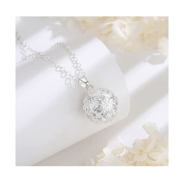 Silverpläterad Blomma Gravid Bola Halsband