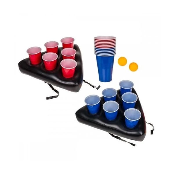 2 uppblåsbara Beer Pong hattar med koppar och bollar