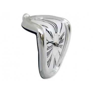 Klocka - Silver - Smältande Effekt - 3D - Asymmetrisk - Nutida - Design