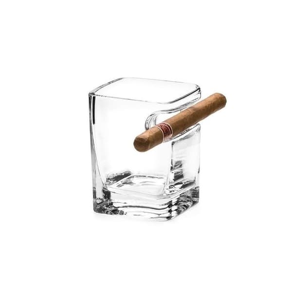 Whiskyglas med cigarrhållare