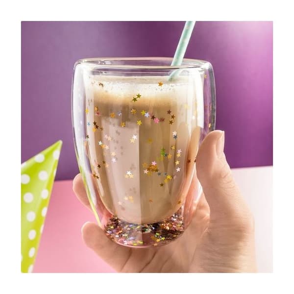 Dubbelväggigt glas glitter stjärnor Mugg original kopp