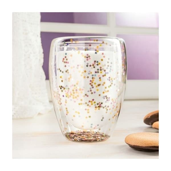 Dubbelväggigt glas glitter stjärnor Mugg original kopp