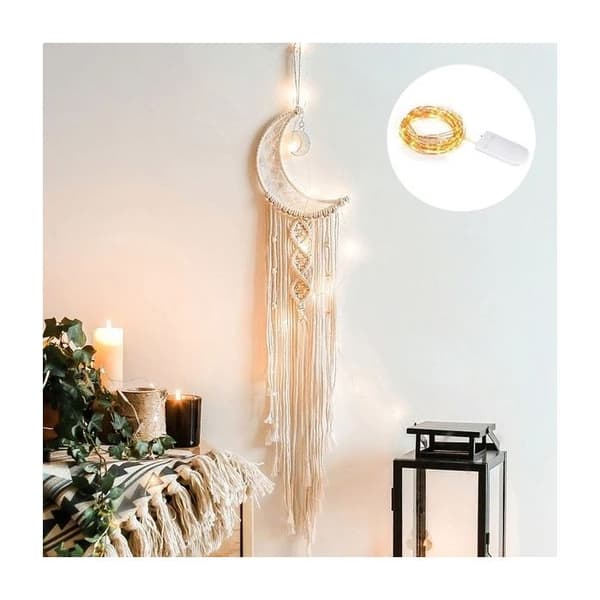 Macrame Dream Catcher Double Moon med LED-sensor Dream Dream catcher