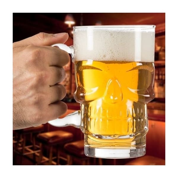 Ölglas - Dödskalle - Transparent - Glas - Diskmaskinssäker