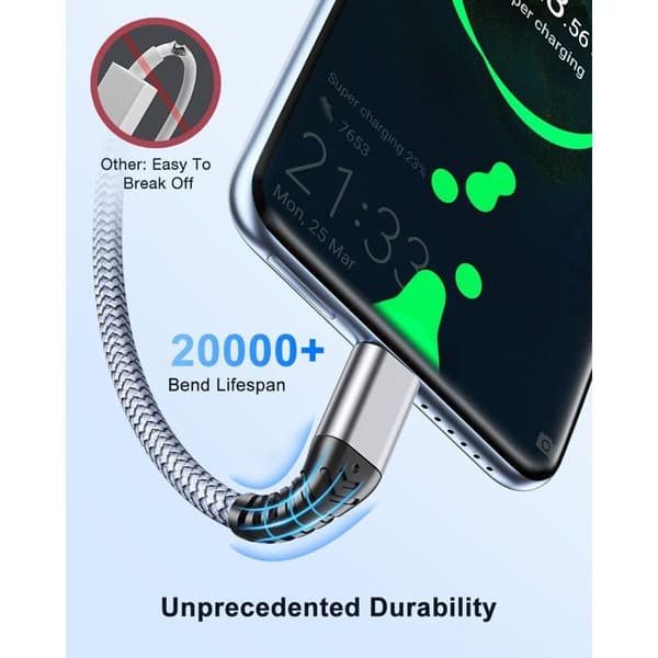 TRAHOO USB A til USB C kabel 3.1A Hurtig opladning 1m nylon