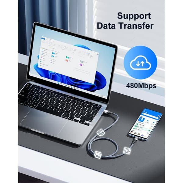 TRAHOO USB A til USB C kabel 3.1A Hurtig opladning 1m nylon