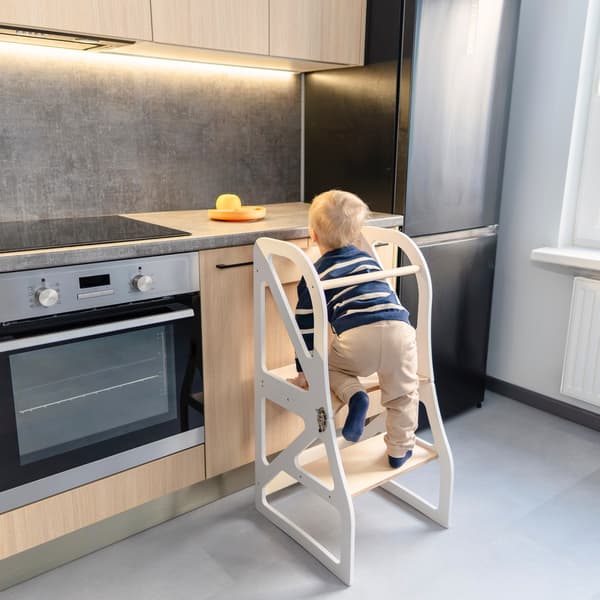 Transformable Kitchen Tower Securestep och tilläggsset för barnstol, vit färg