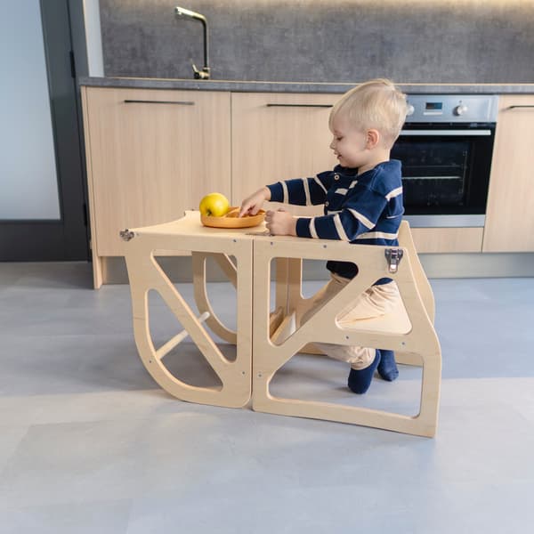 Transformable Kitchen Tower Securestep och tilläggsset för barnstol, Naturfärg
