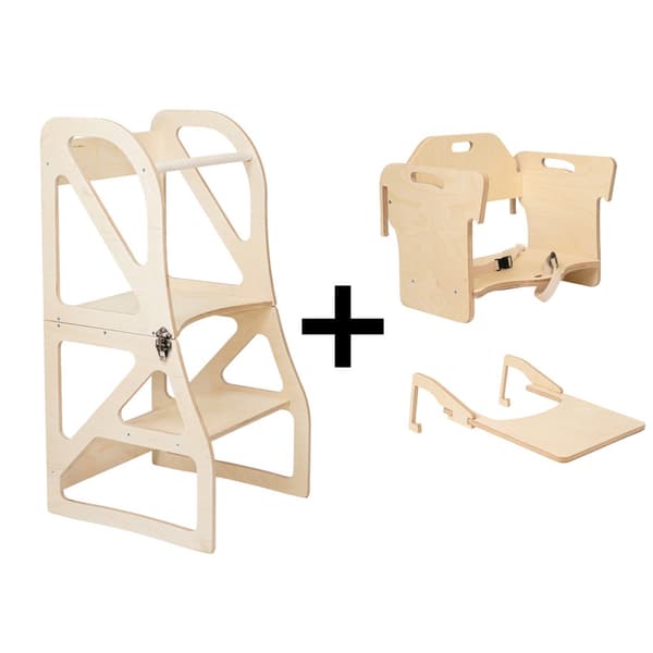 Transformable Kitchen Tower Securestep och tilläggsset för barnstol, Naturfärg