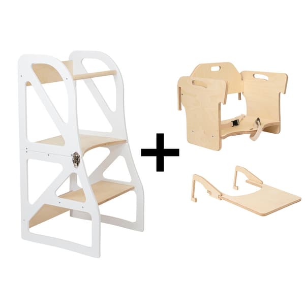 Transformable Kitchen Tower Securestep och tilläggsset för barnstol, vit färg