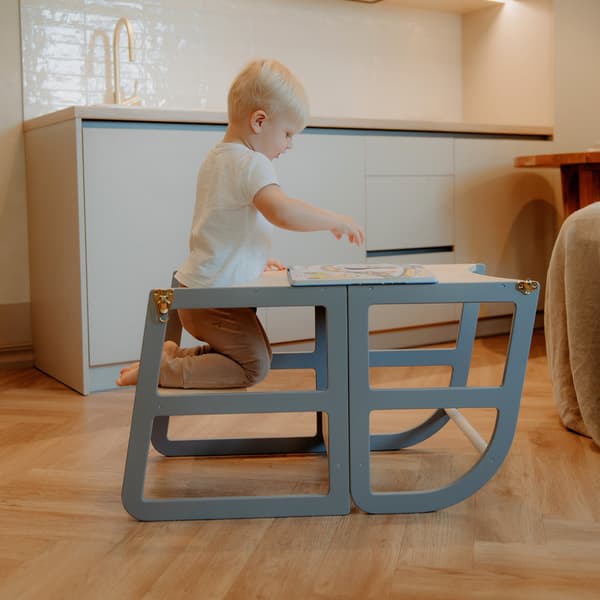 Transformerbart køkkentårn Sleekstep og tilbehørssæt til højstol, grå farve