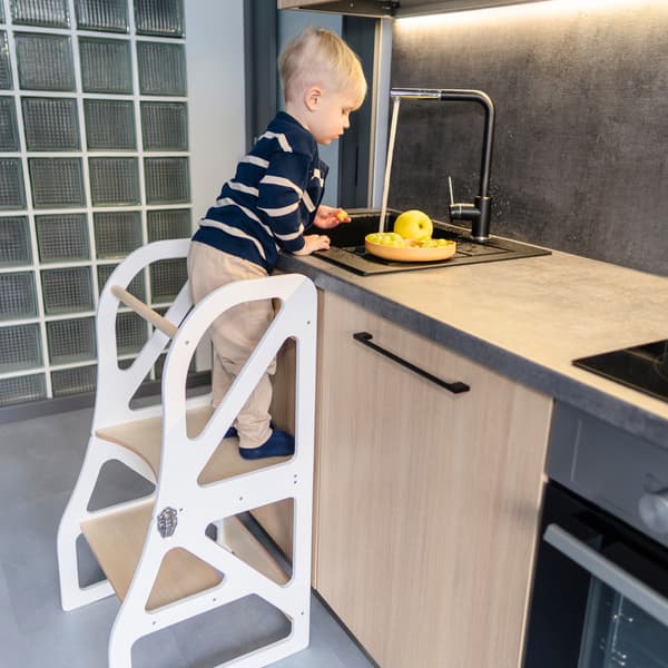 Transformable Kitchen Tower Securestep och tilläggsset för barnstol, vit färg