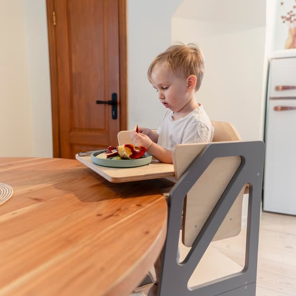 Transformerbart køkkentårn Modustep og tilbehørssæt til højstol, grå farve