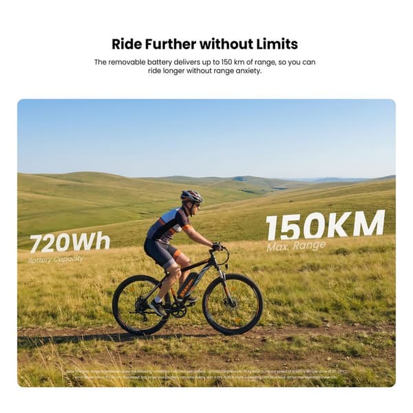 Touroll U2 Pro e-cykel 25km/h 150km räckvidd 720Wh batteri