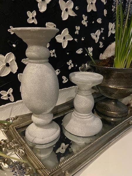 Frosted French Grey Lysestaker – Sett med 2