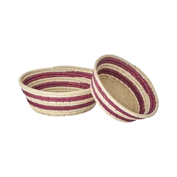 Rund Raffia Brödkorg - Aubergine - Set om 2