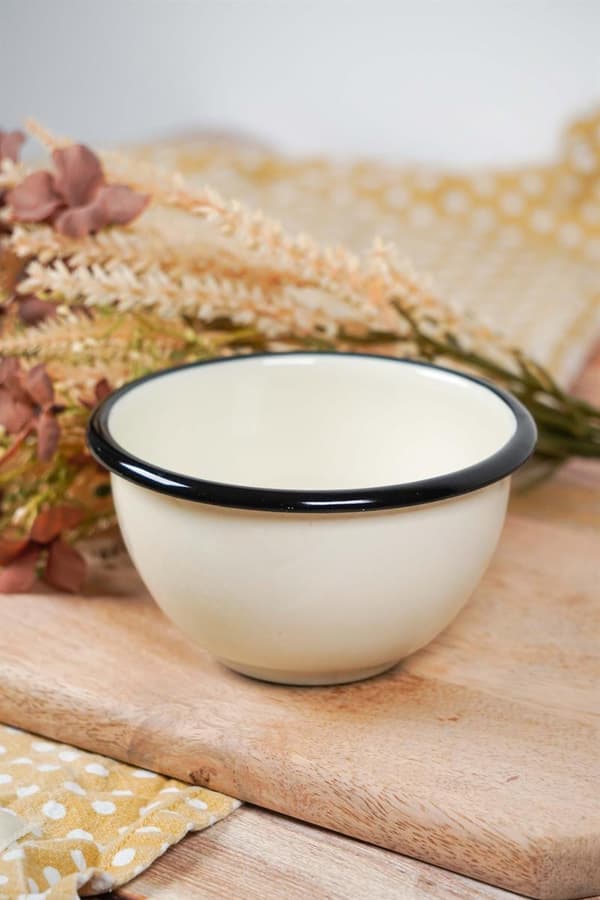 Emaljerad skål, liten i creme - 2-pack