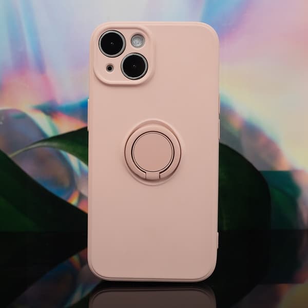 iPhone 15 - Finger Grip Cover Mat med Ringholder & Stativ - Rosa