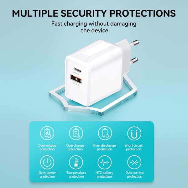 Hurtigoplader 30W til iPhone Dual Port USB/USB-C med USB-C til Lightning Kabel