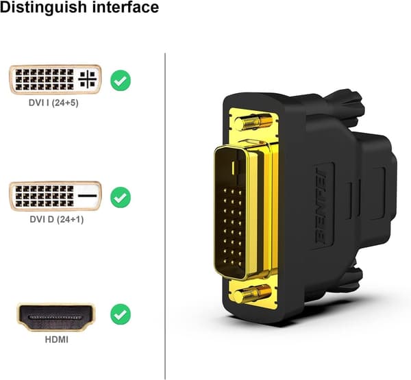 BENFEI DVI til HDMI-adapter tovejs Full HD 1080P – 2-pak sort