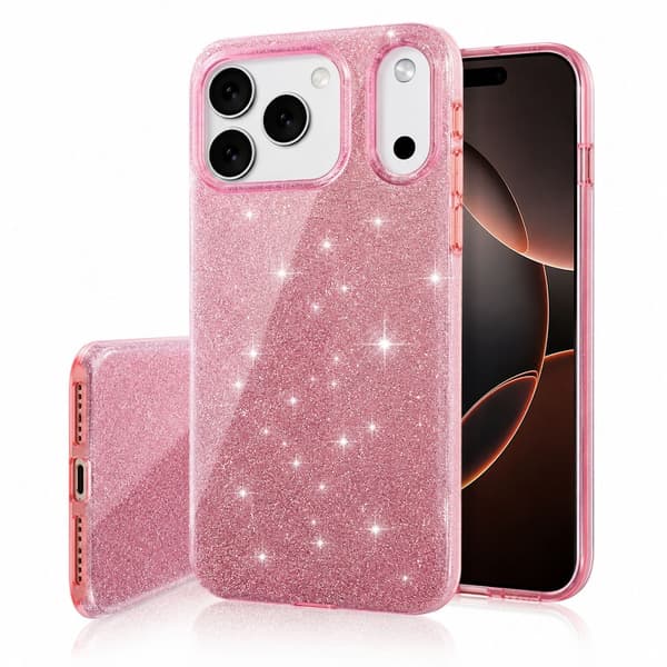 iPhone 17 Pro - 3in1 Glitter Elegant Blød Skal Rosa