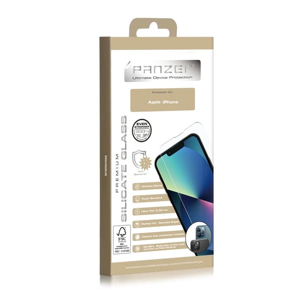 PANZER® iPhone 13 Pro Max / iPhone 14 Plus Full-Fit silikaattilasi 9H näytönsuoja