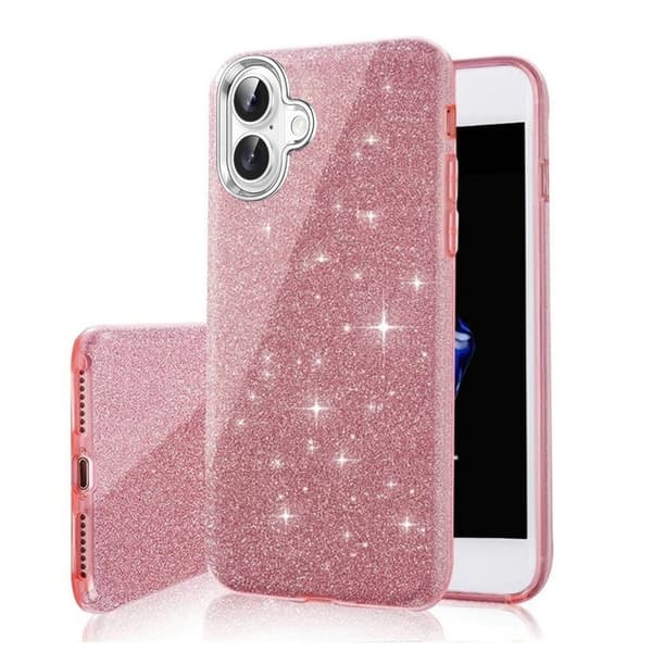 iPhone 17 - 3in1 Glitter Elegant Blødt Cover Pink