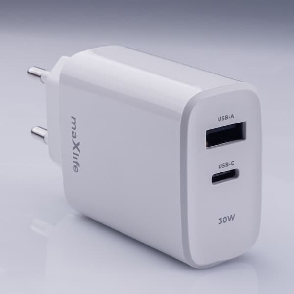 30W Hurtigoplader til iPhone / Samsung PD, QC Dual Port USB-C