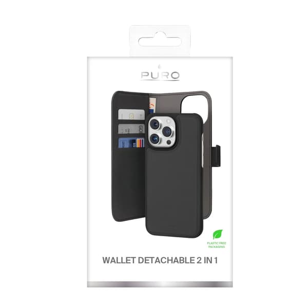 iPhone 13 Pro Max - Puro Ekoläder 2-i-1 Löstagbart Plånboksfodral Svart