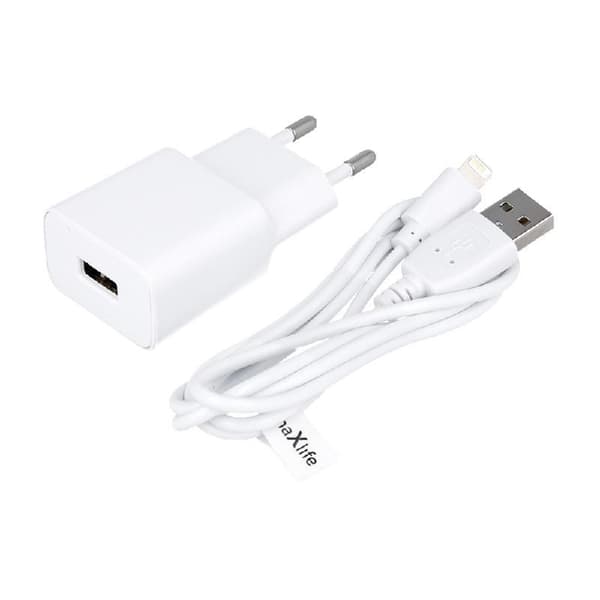 Hurtigoplader 2.1A med Lightning Kabel 1m – Vægoplader til iPhone & iPad