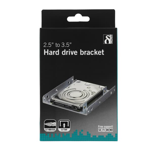 DELTACO Monteringsramme 2.5\" til 3.5\" HDD/SSD – Intern Adapter, Sølv (RAM-8)
