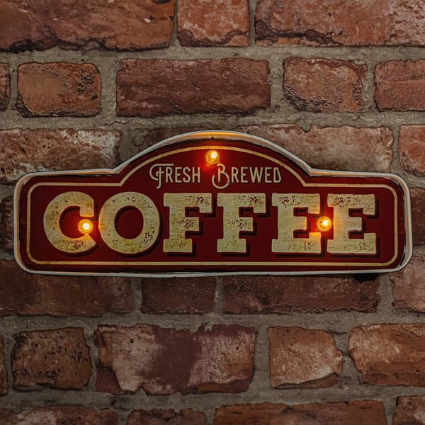 RETRO Metallikyltti LED Fresh Brewed Kahvi Forever Light
