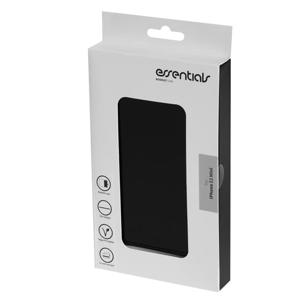 iPhone 12 Mini - Essentials Ekonahkainen Lompakkokotelo Musta