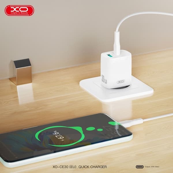 Hurtigoplader 45W til iPhone / Samsung Dual Port USB-C med USB-C Kabel