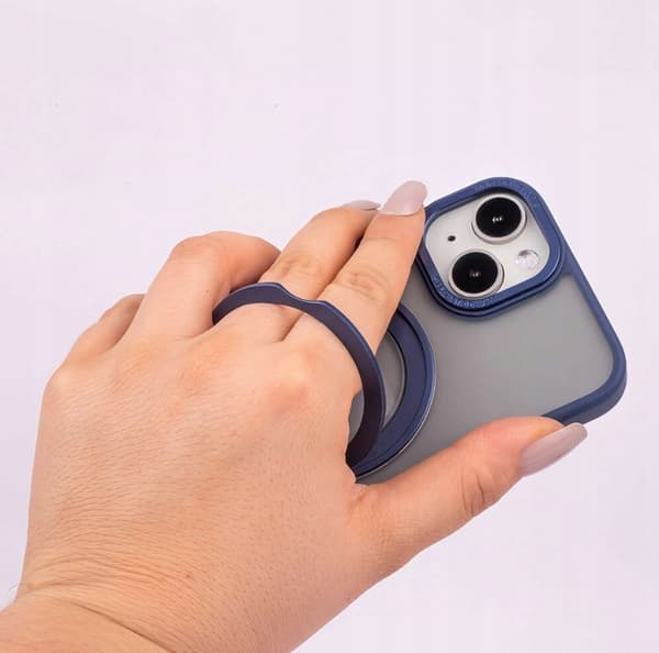 iPhone 15 Pro Max - Ring Roterende Cover MagSafe, Roterende Ring & Stativ Marineblå