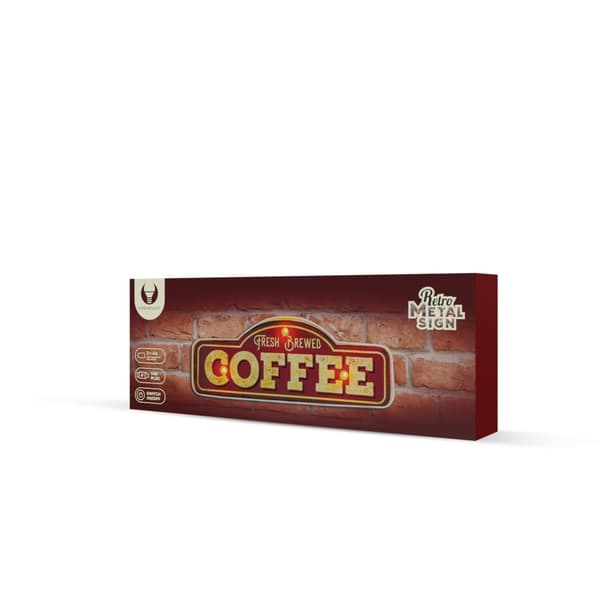 RETRO Metalskilt LED Friskbrygget Kaffe Forever Light