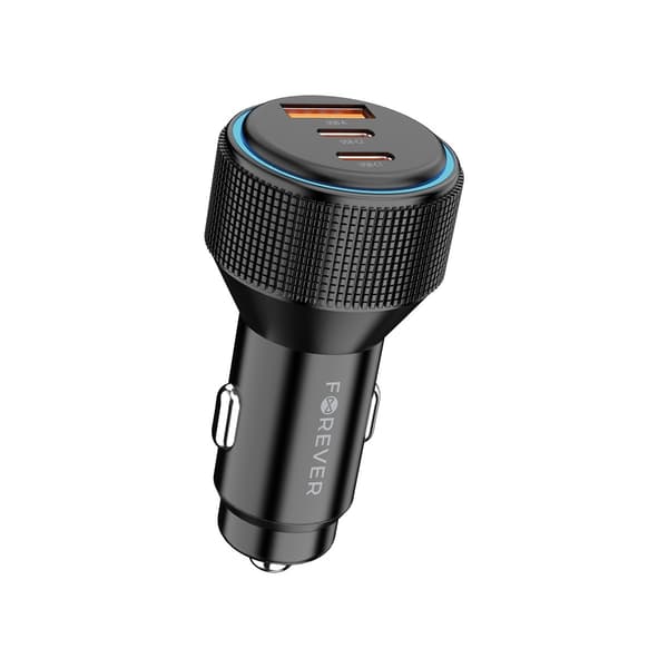 66W Hurtig biloplader 2X USB-C PD 3.0 / USB QC3.0 Til iPhone, Samsung