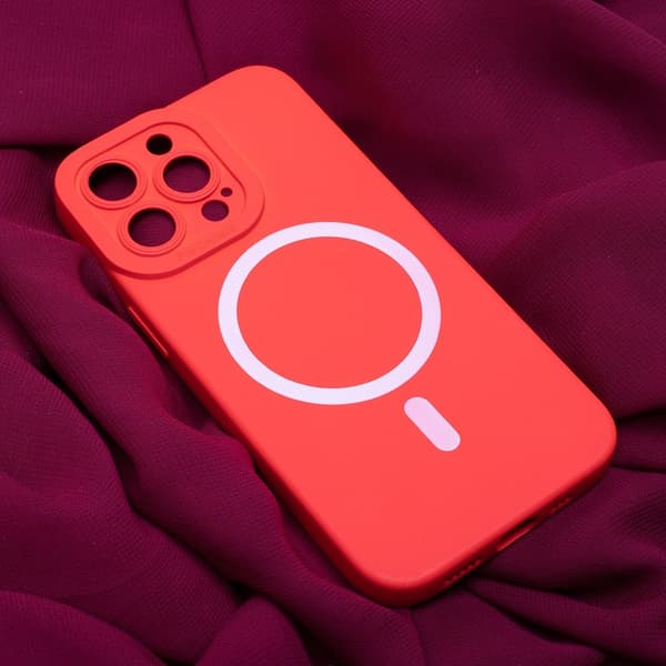 iPhone 15 Pro Max - MagSafe silikon ohut pehmeä kuori punainen