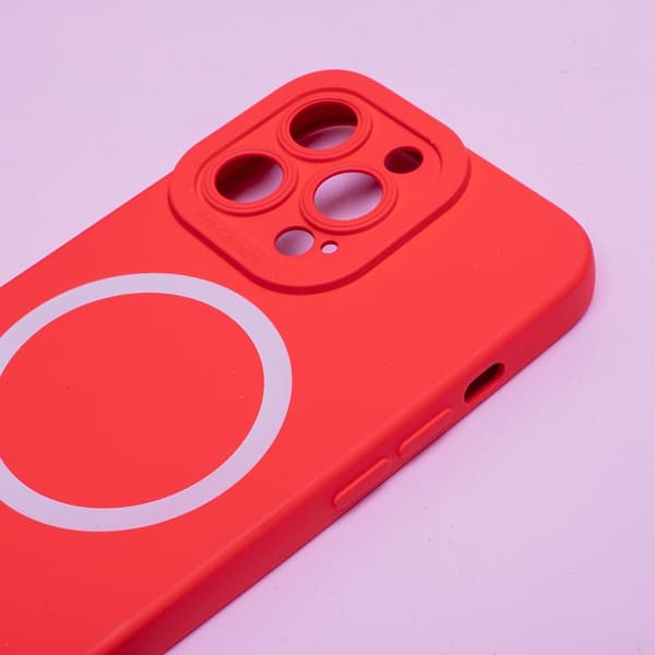 iPhone 14 Pro - Magasafe Silicon Slim Pehmeä Kuori Punainen