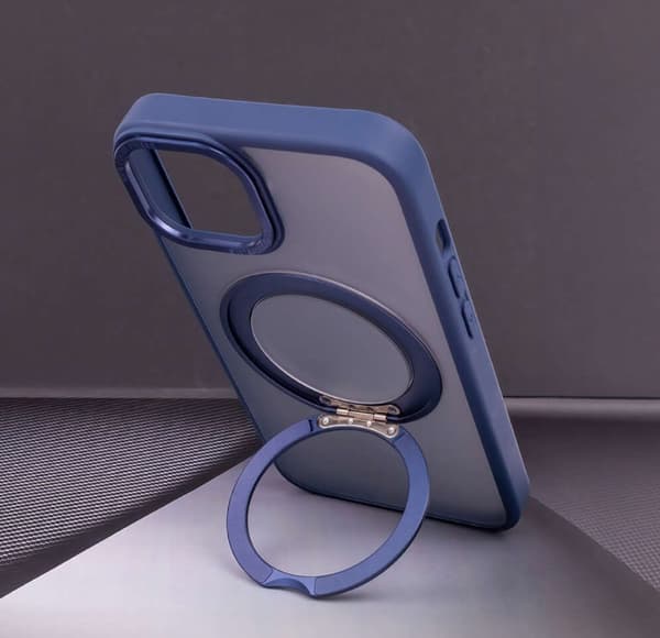 iPhone 15 Pro Max - Ring Roterende Cover MagSafe, Roterende Ring & Stativ Marineblå