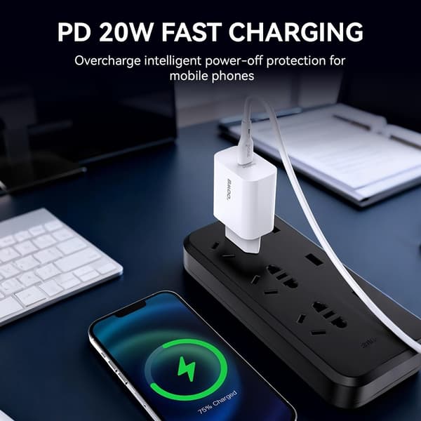 iPhone-kompatibel USB-C hurtigoplader med Lightning-kabel