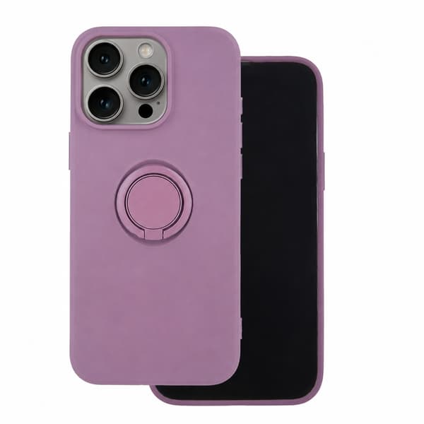 iPhone 15 Pro - Finger Grip Cover Mat med Ringholder & Stativ - Lilla