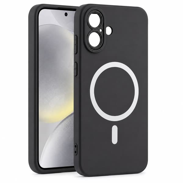 iPhone 16 Plus - Magasafe Silikone Slankt Blødt Cover Sort