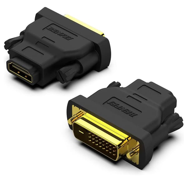 BENFEI DVI til HDMI-adapter tovejs Full HD 1080P – 2-pak sort