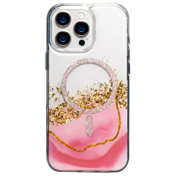 iPhone 16 Pro Max - MagSafe Epoxy Transparent Beskyttelse med 3D Effekt Rosa