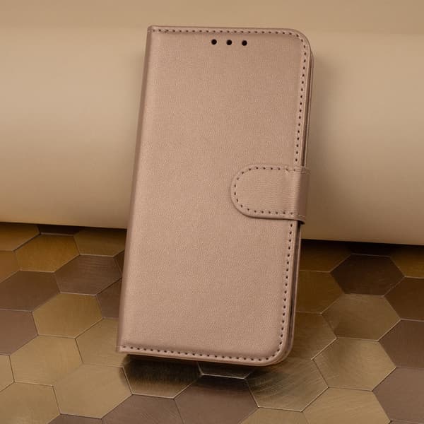 iPhone 17e / iPhone 16e - Book Case Fodral Mobilplånbok Guld