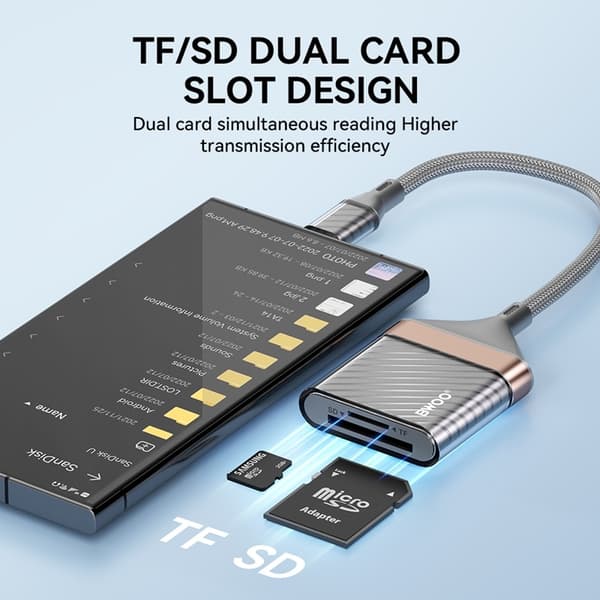 2-i-1 USB-C til SD/TF Hukommelseskortlæser – Hurtig & Smidig Dataoverførsel