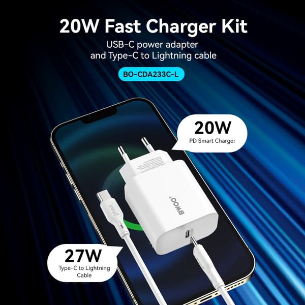 iPhone kompatibla USB-C Snabbladdare med Lightning Kabel